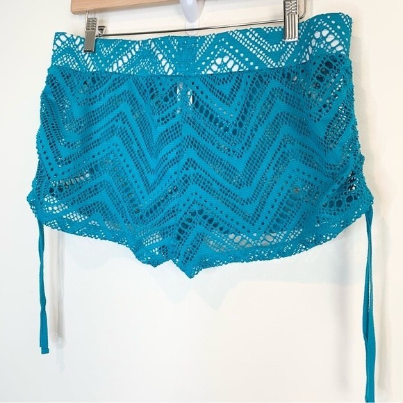 Y2K Mesh Festival Swim Cover Up Beach Shorts Medium - Picture 3 of 6